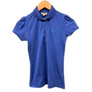 Burberry Brit Polo Shirt Women’s Blue Short Sleeve Button Front Casual Style XS‎